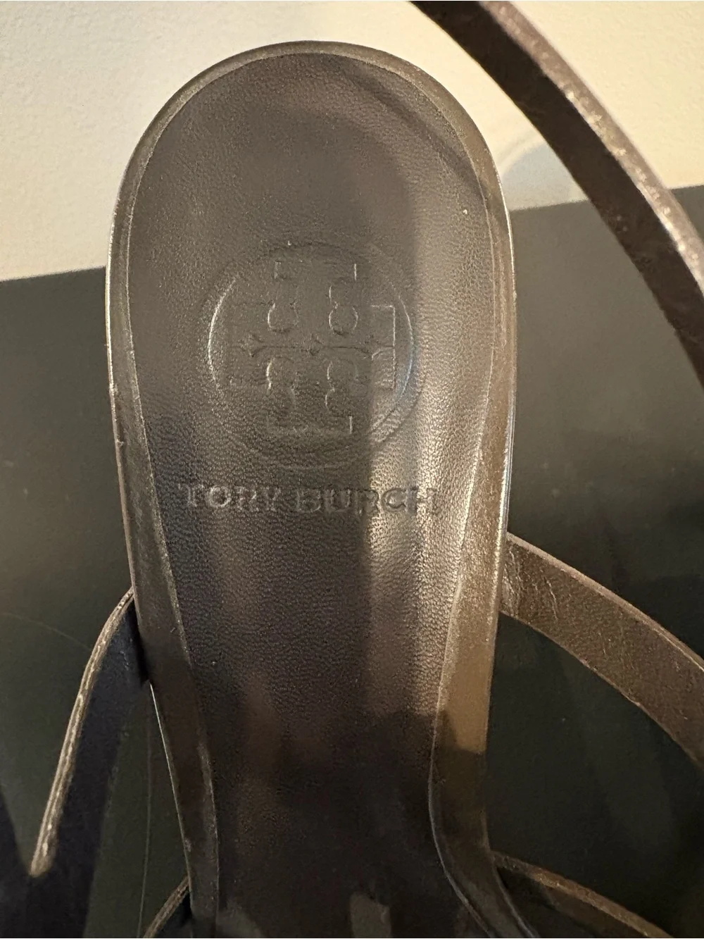 Tory Burch Black Leather Strappy Heels with Gold Hardware